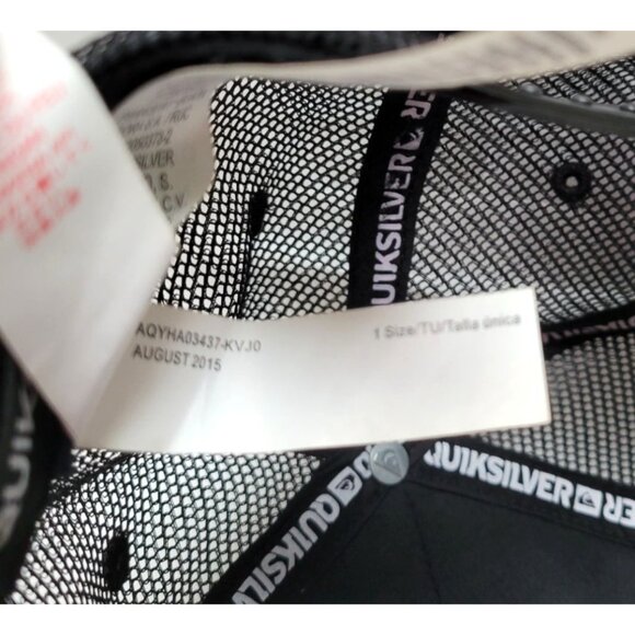 Quiksilver Black Gray Mesh Trucker Hat Abstract Print Adjustable Snapback OSFM - Picture 9 of 9